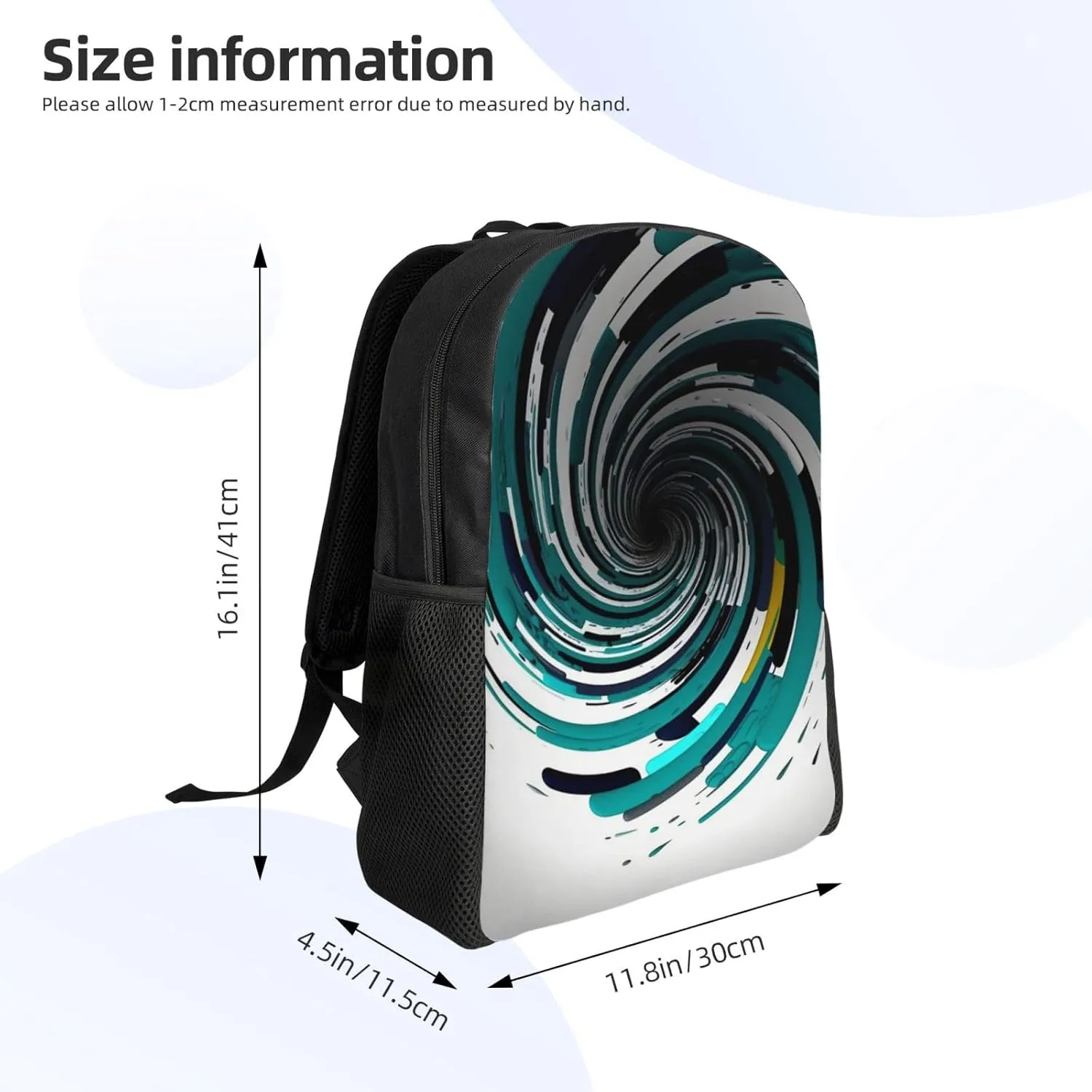 Laptop Backpack for Women Men Carry-on Backpack Abstract Circle Swirl Daypack Lightweight Travel Shoulder Bags