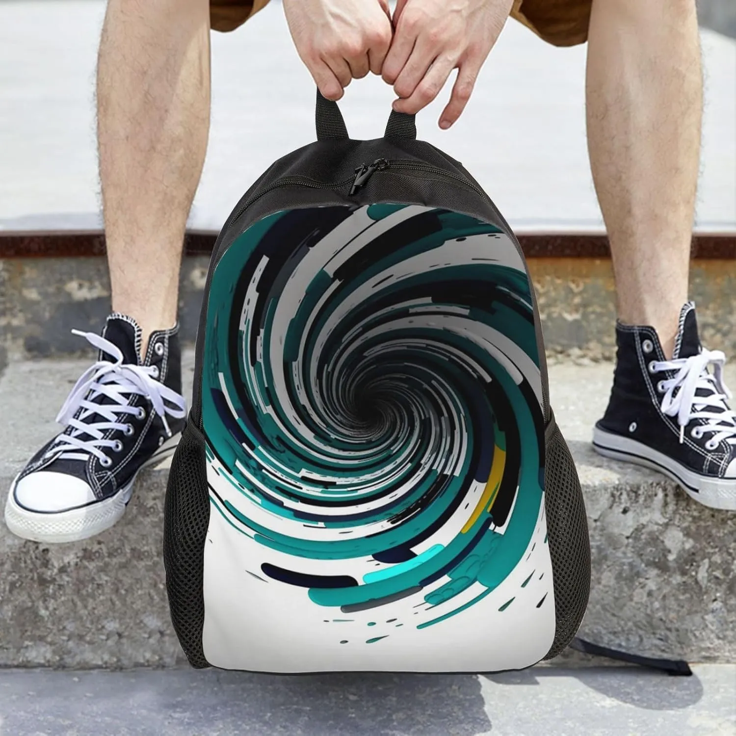 Laptop Backpack for Women Men Carry-on Backpack Abstract Circle Swirl Daypack Lightweight Travel Shoulder Bags