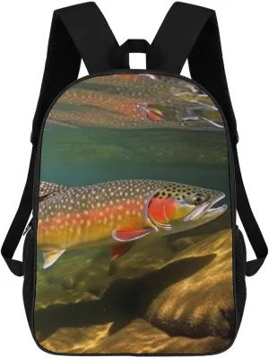 Laptop Backpack Lightweight Computer Bag Casual Daypack Brook Trout Fly Fishing Travel Backpacks for Women Men