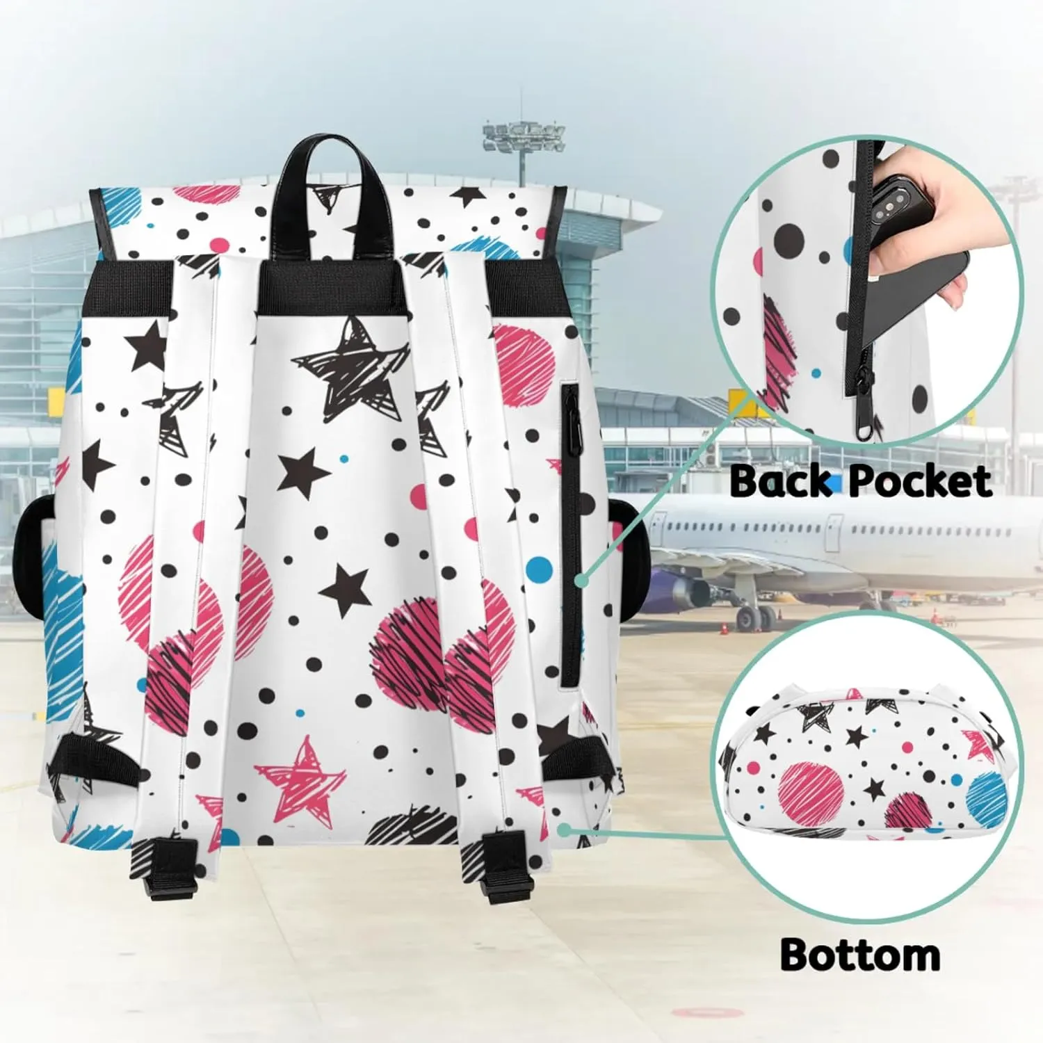 Laptop Backpacks Cute Stars Planets Travel Backpack for Women Work Backpack Computer Bag for Business Travel Fits 15 Inch Laptop