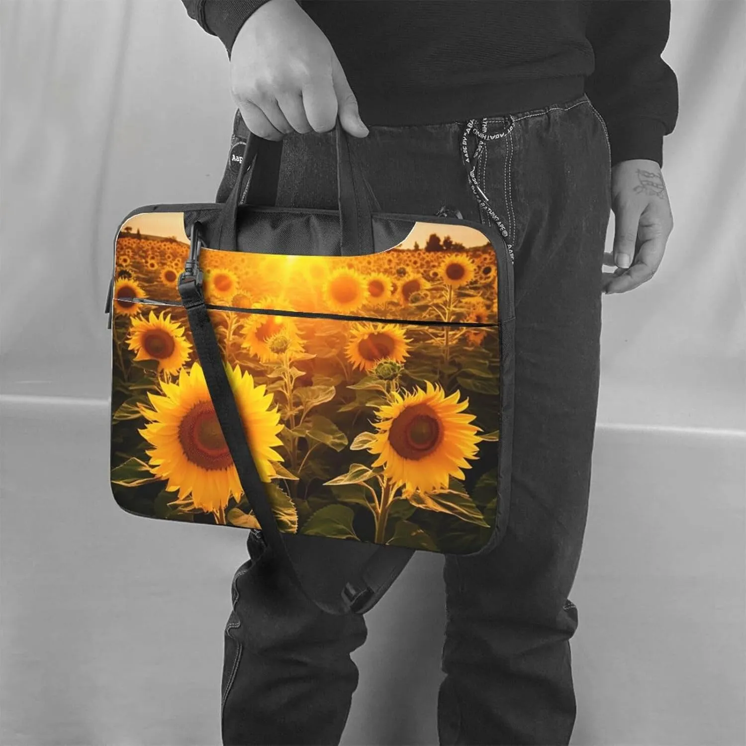 Laptop Shoulder Bag 13-15.6 inch Laptop Bag Sunshine Sunflower Field Computer Bag Messenger Bag for Men Women