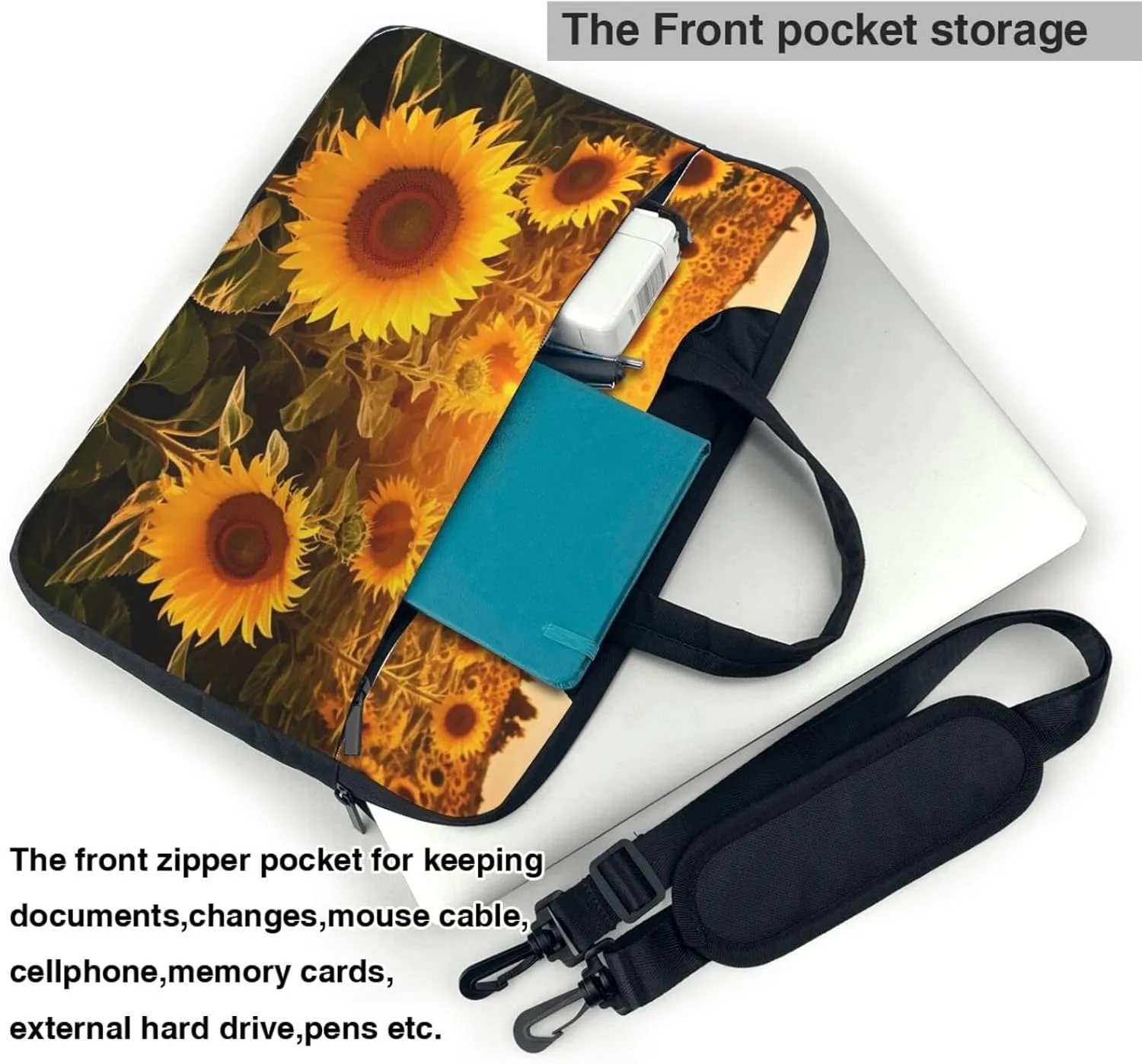 Laptop Shoulder Bag 13-15.6 inch Laptop Bag Sunshine Sunflower Field Computer Bag Messenger Bag for Men Women