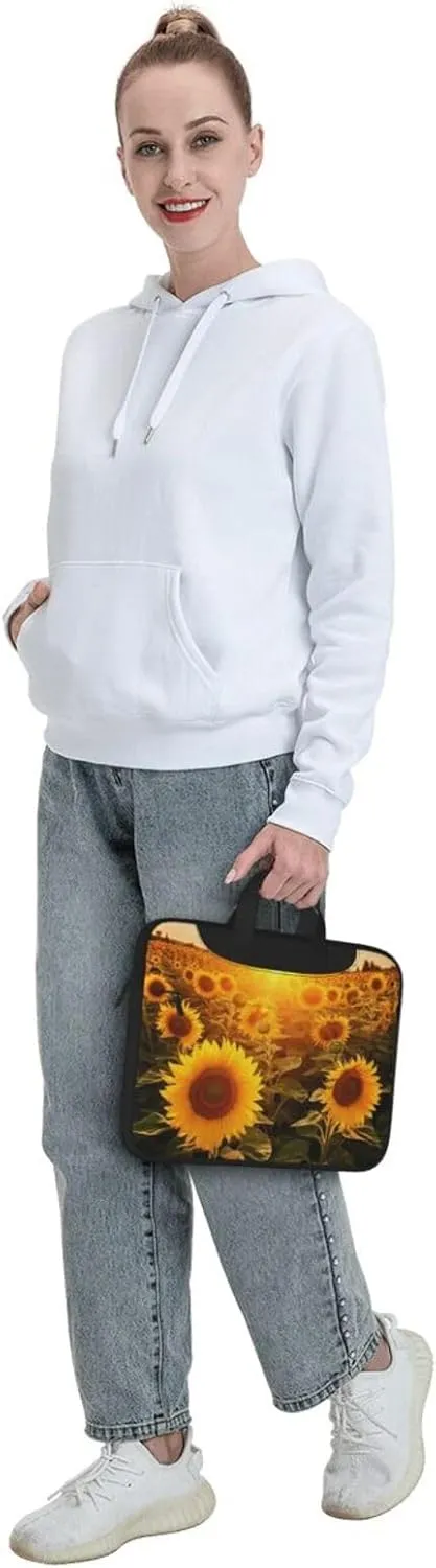 Laptop Shoulder Bag 13-15.6 inch Laptop Bag Sunshine Sunflower Field Computer Bag Messenger Bag for Men Women