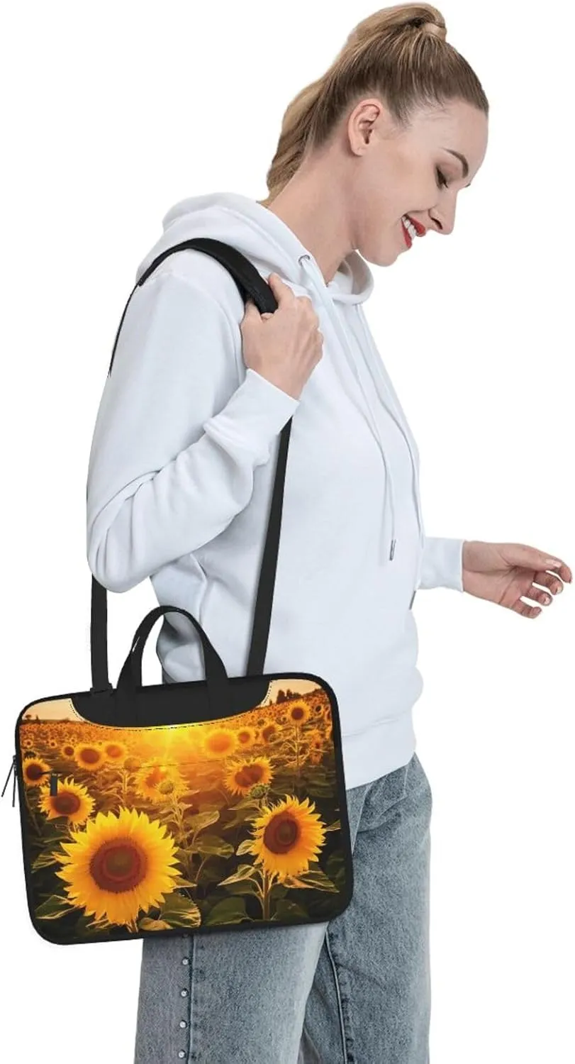 Laptop Shoulder Bag 13-15.6 inch Laptop Bag Sunshine Sunflower Field Computer Bag Messenger Bag for Men Women