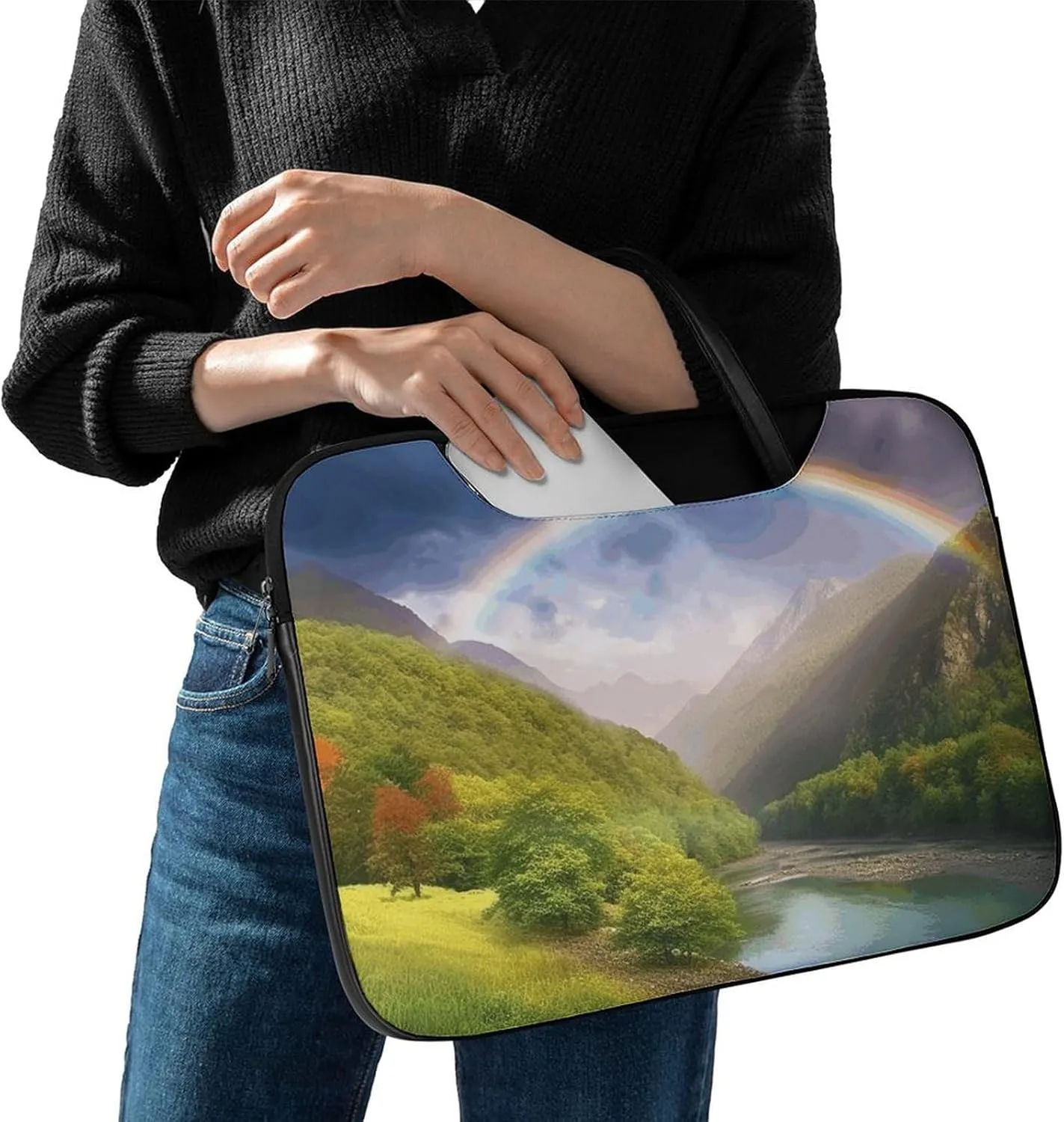 Laptop Shoulder Bag 16.5 Inch Laptop Bag Rainbow Computer Bag Messenger Bag for Men Women