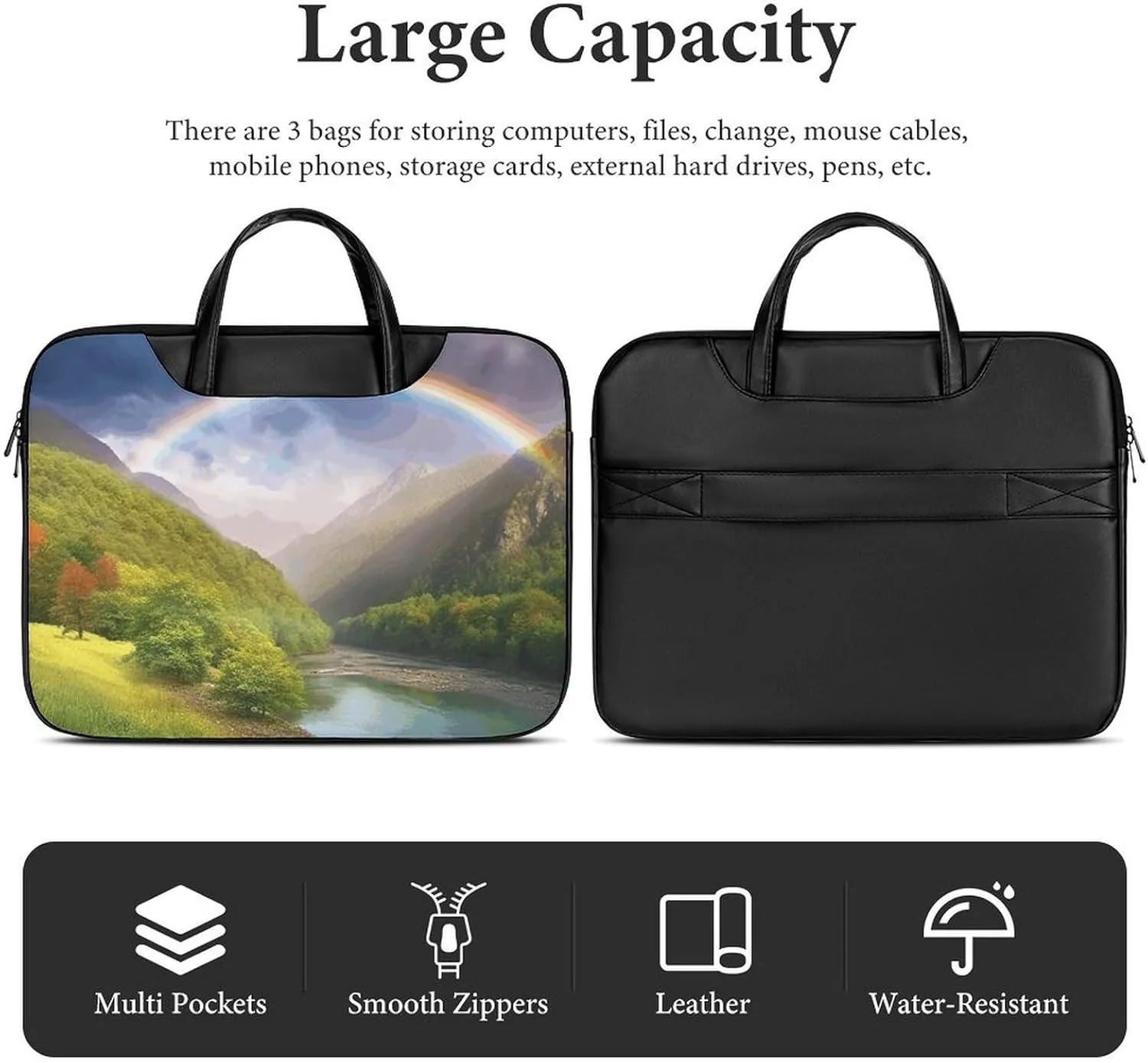 Laptop Shoulder Bag 16.5 Inch Laptop Bag Rainbow Computer Bag Messenger Bag for Men Women