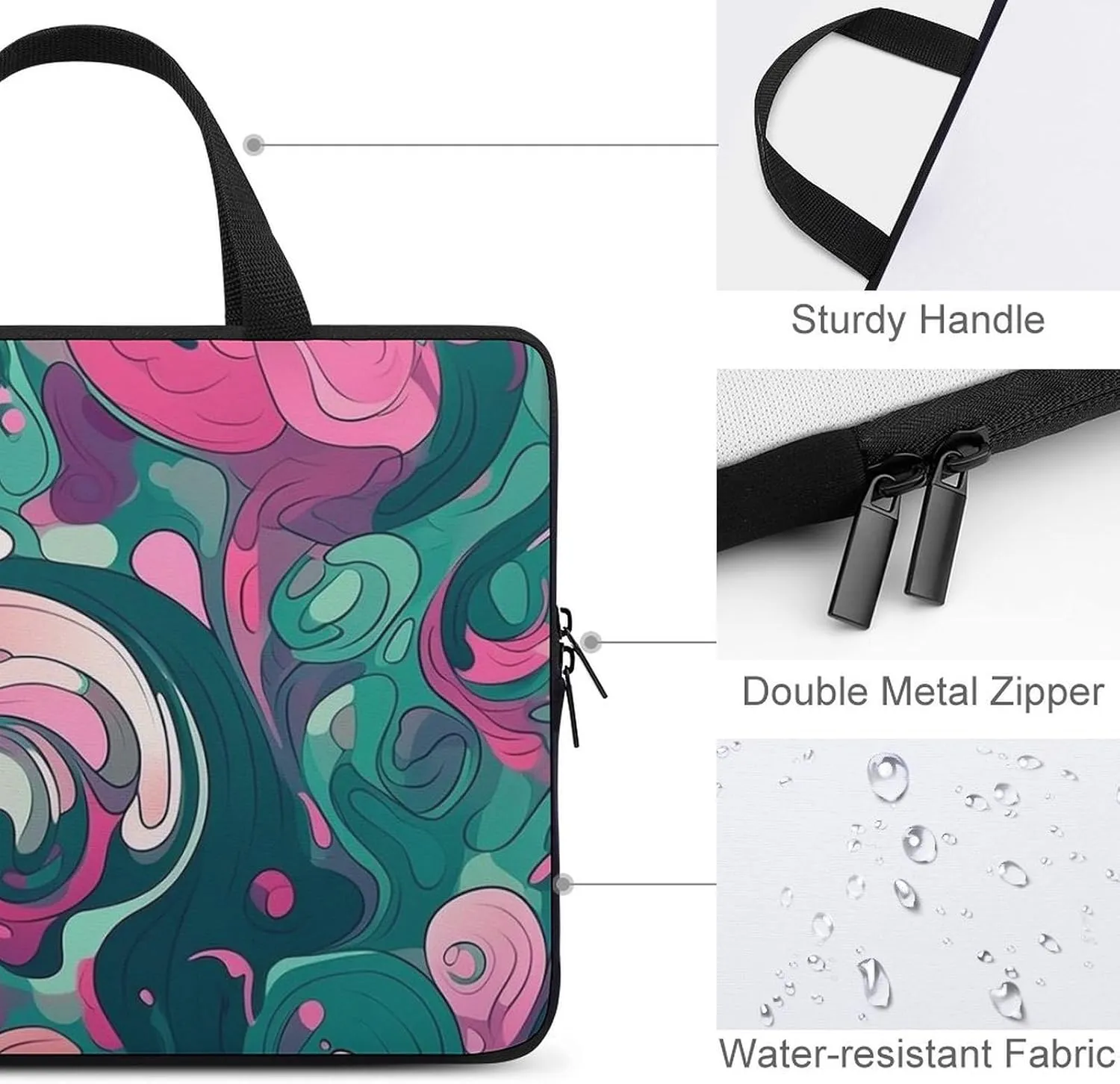 Laptop Shoulder Bag Laptop Bag Computer Bag Green Abstract Art Messenger Bag for Unisex