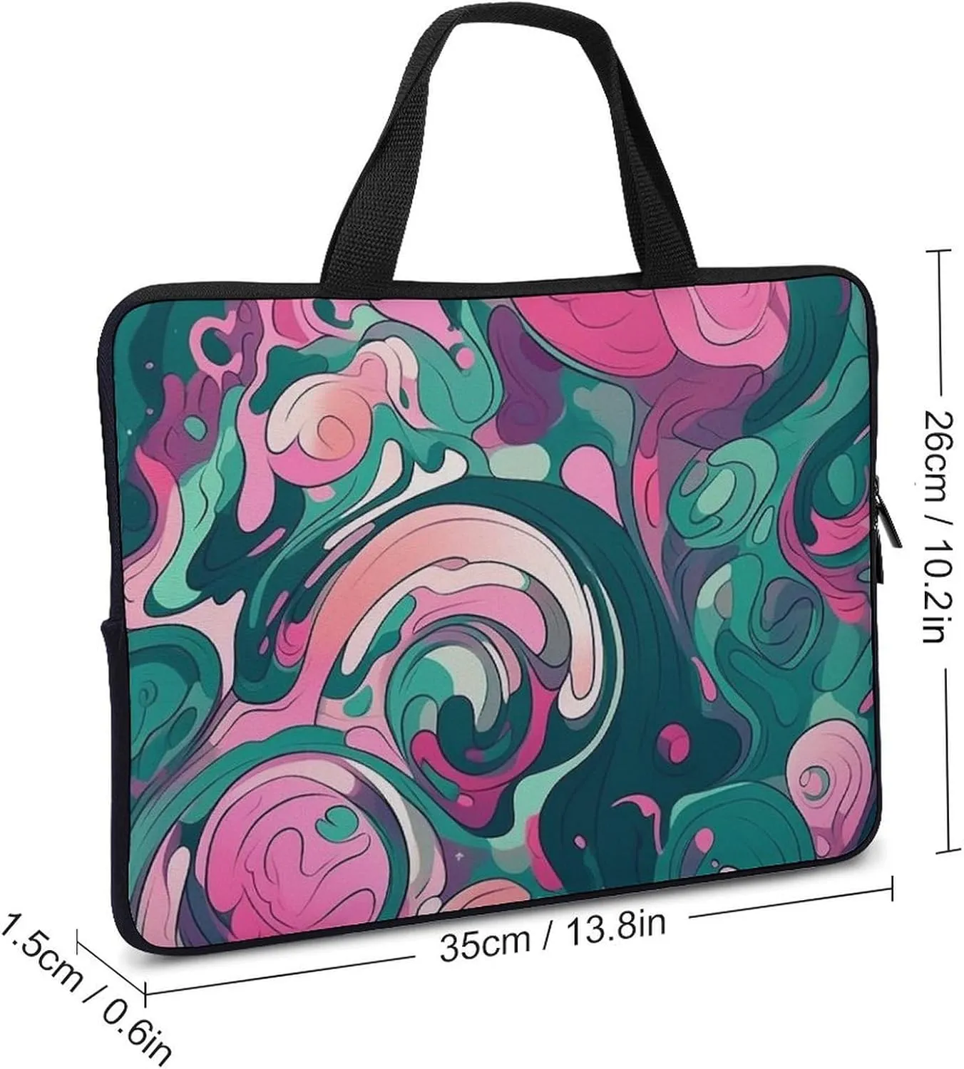 Laptop Shoulder Bag Laptop Bag Computer Bag Green Abstract Art Messenger Bag for Unisex