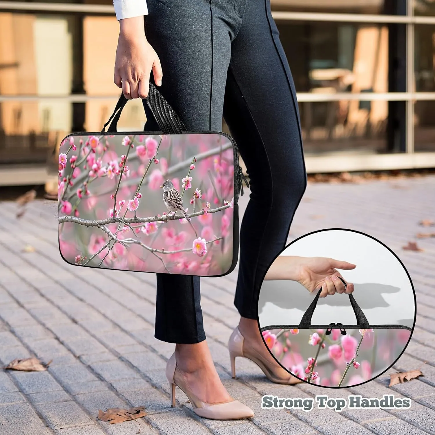Laptop Sleeve Case Bag 15 inch, Peach Sparrow Slim Carrying Case Durable Handbag Travel Laptop Bag for 15 inch MacBook Air M3/M2/15 Pro/Surface Laptop 7/6/5/4/3/ Dell XPS 15 Plus