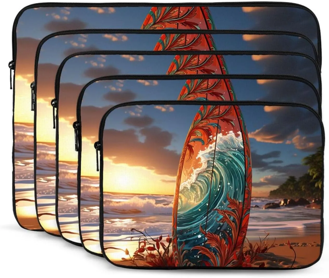 Laptop Sleeve Laptop Case Bag Shockproof Computer Carrying Bag Colorful Surfboard Briefcase Handbags 10 inch