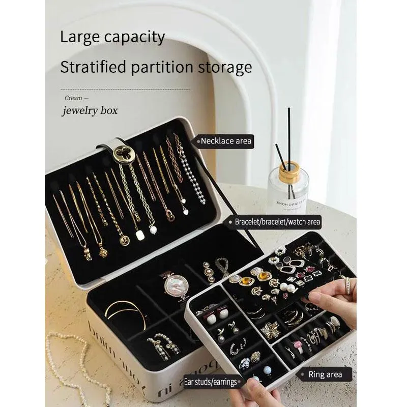 Large capacity multi-layer drawer rack necklace earrings jewelry storage box