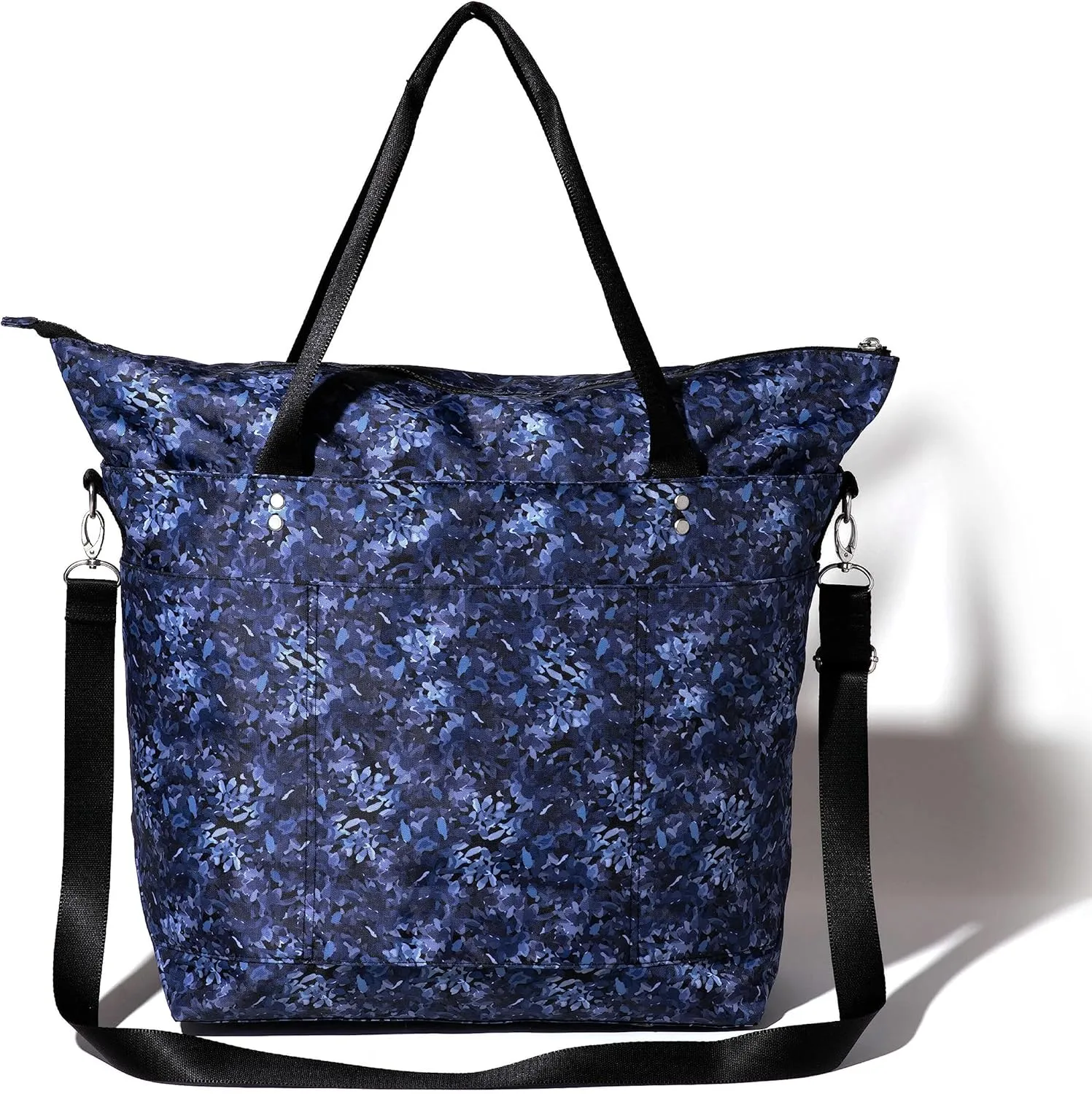 Large Carryall Tote Bag for Women - Lightweight Nylon Zipper Top Weekender Travel Beach Bag Personal Item w/Luggage Sleeve