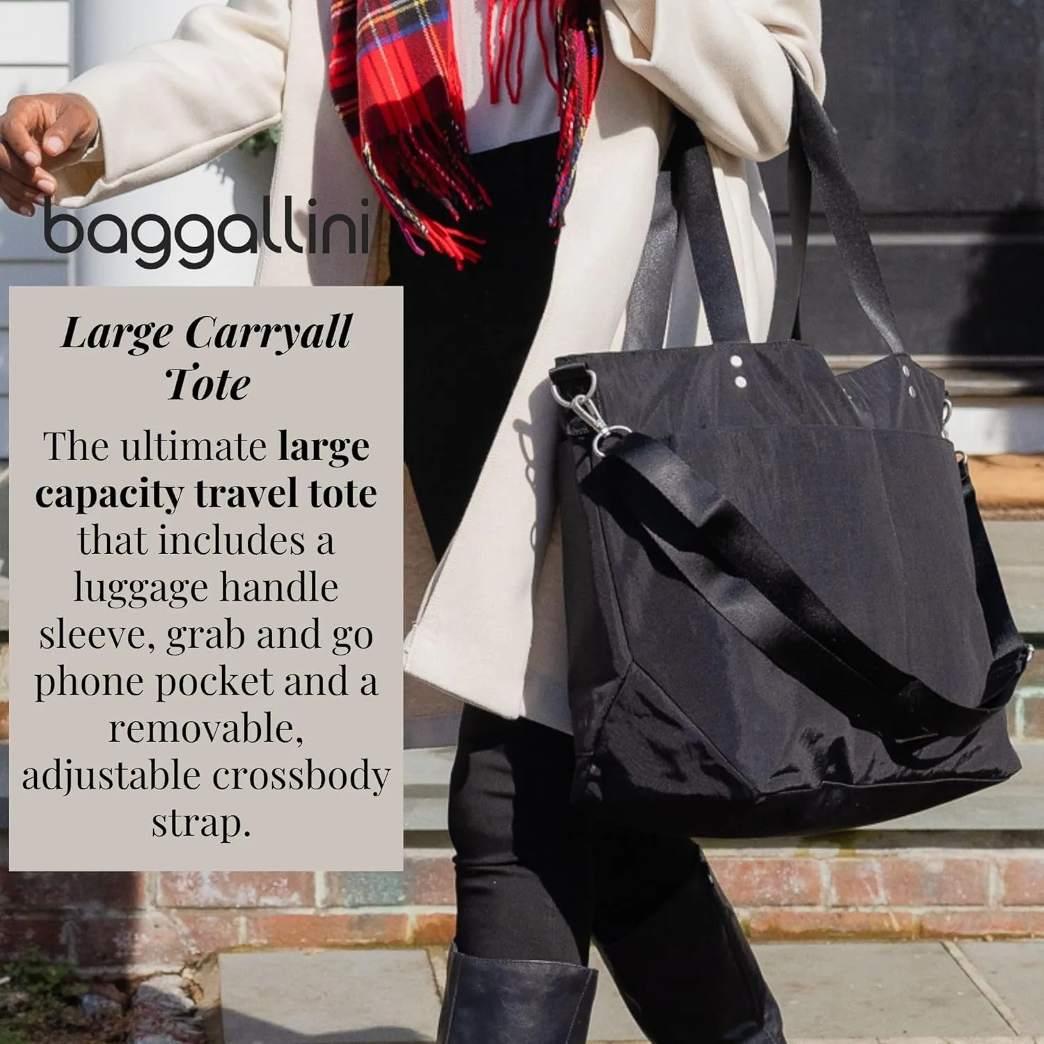 Large Carryall Tote Bag for Women - Lightweight Nylon Zipper Top Weekender Travel Beach Bag Personal Item w/Luggage Sleeve