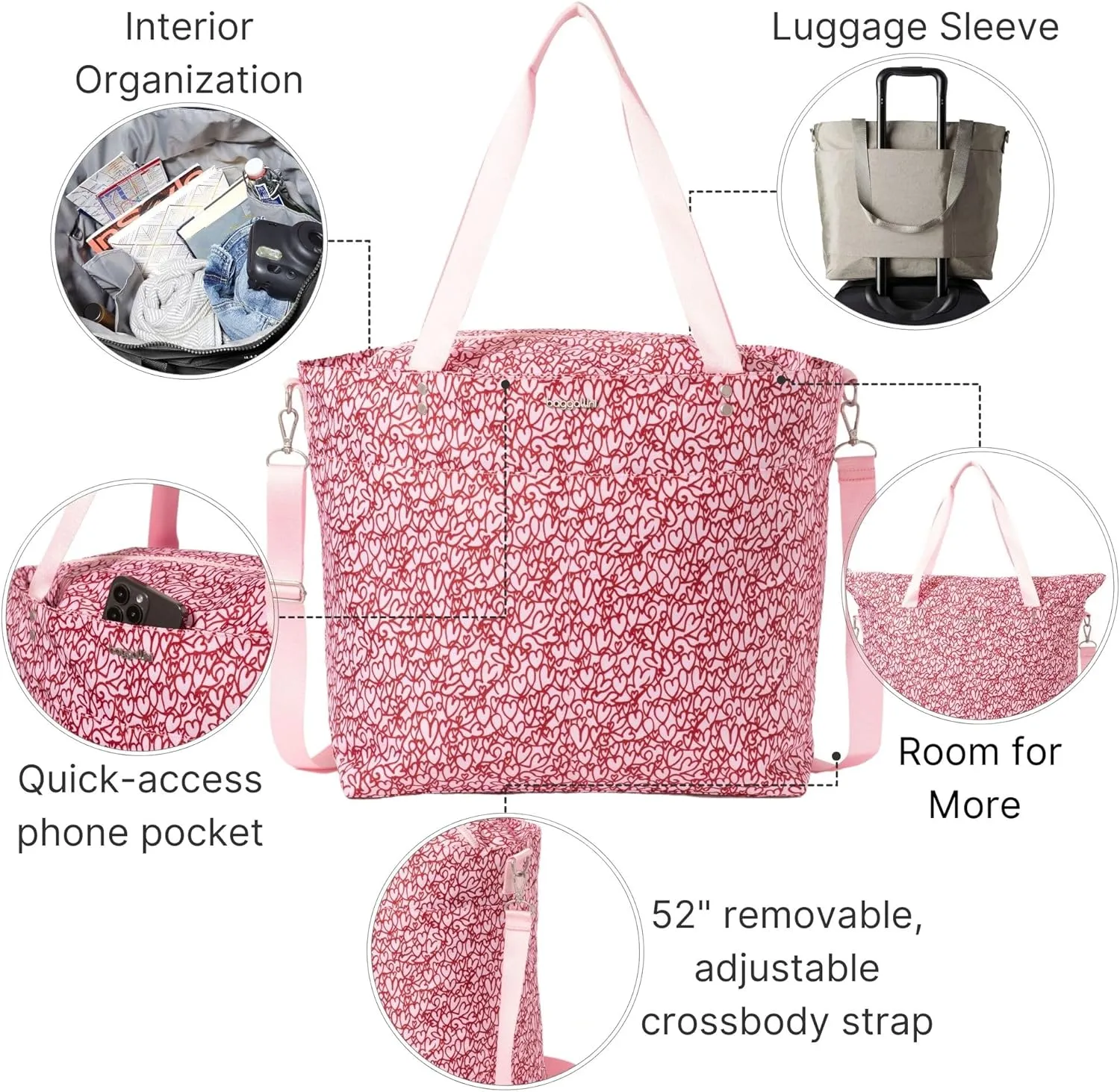 Large Carryall Tote Bag for Women - Lightweight Nylon Zipper Top Weekender Travel Beach Bag Personal Item w/Luggage Sleeve