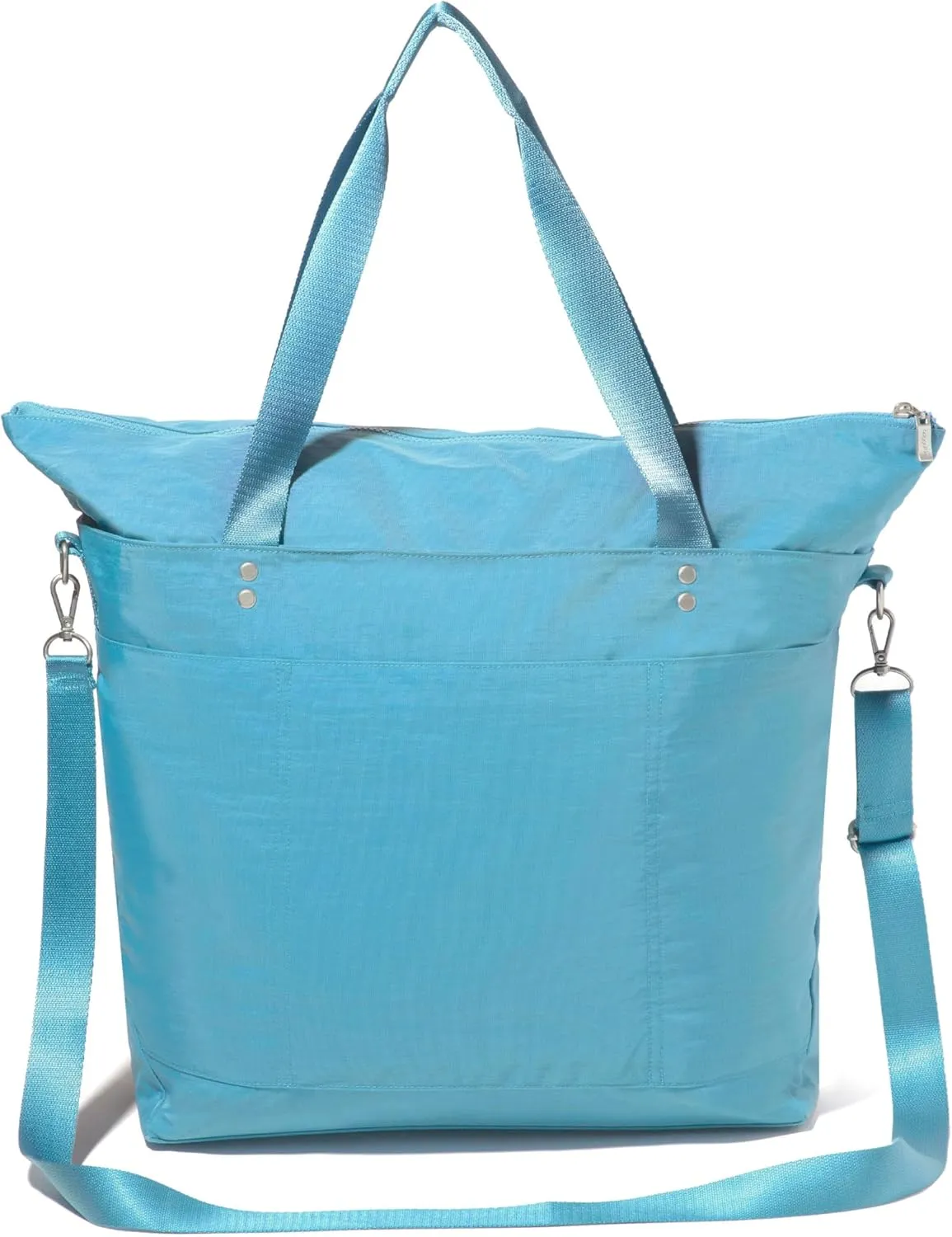 Large Carryall Tote Bag for Women - Lightweight Nylon Zipper Top Weekender Travel Beach Bag Personal Item w/Luggage Sleeve