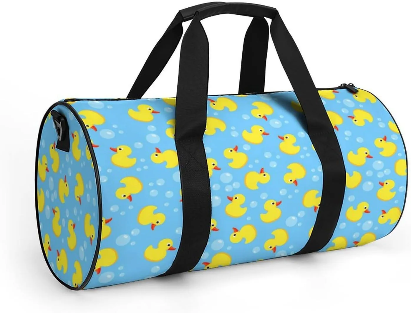 Large Duffel Backpack for Men Women, Waterproof Gym Sports Bag Cute Funny Blue Bubbles Yellow Rubber Ducks Weekender Overnight Bag for Travel Yoga