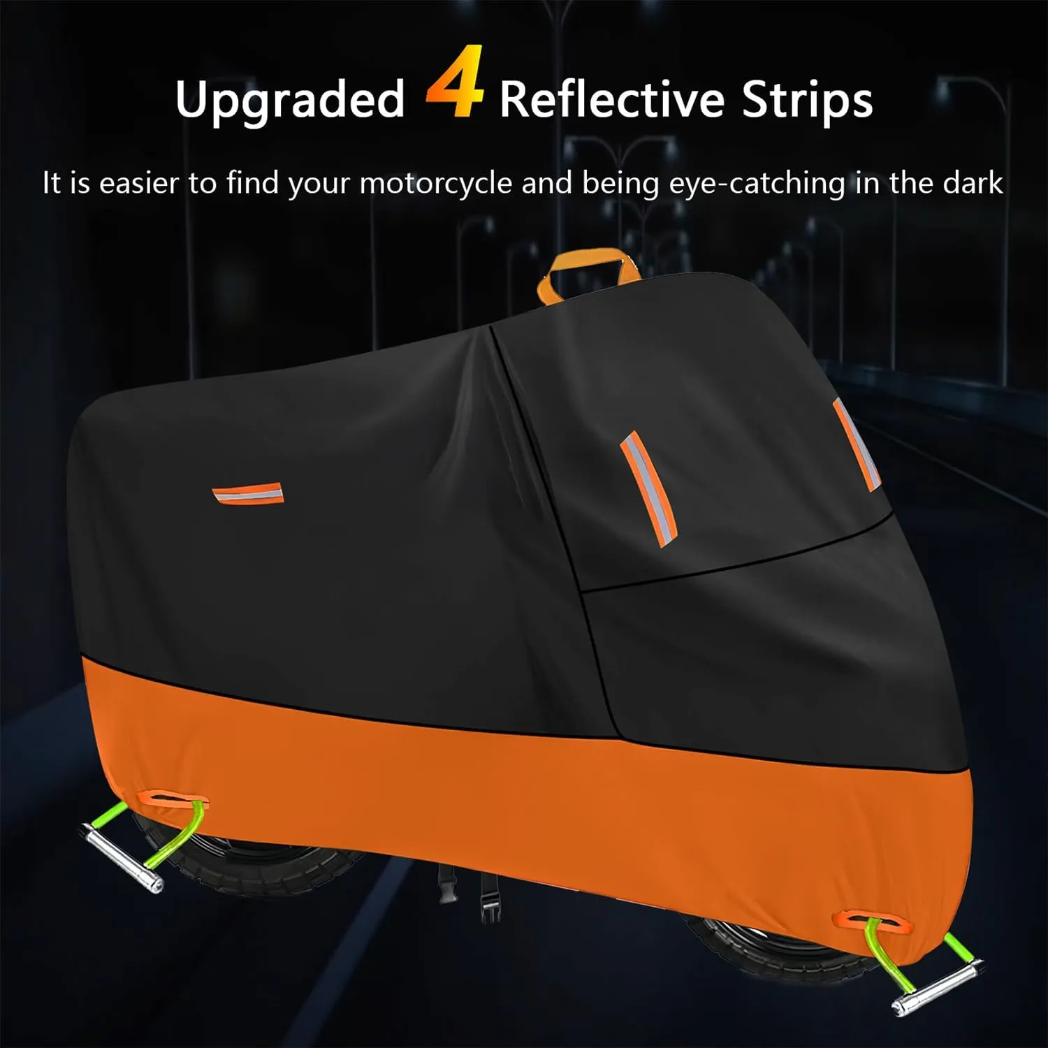 Large Motorcycle Cover Heavy Duty Motorcycle Tarp All Season Durable Waterproof Outdoor Protection Lock Holes Storage Bag Fit up to 80 inch Honda Grom Navi Scooter (L: 74" x 37" x 43")