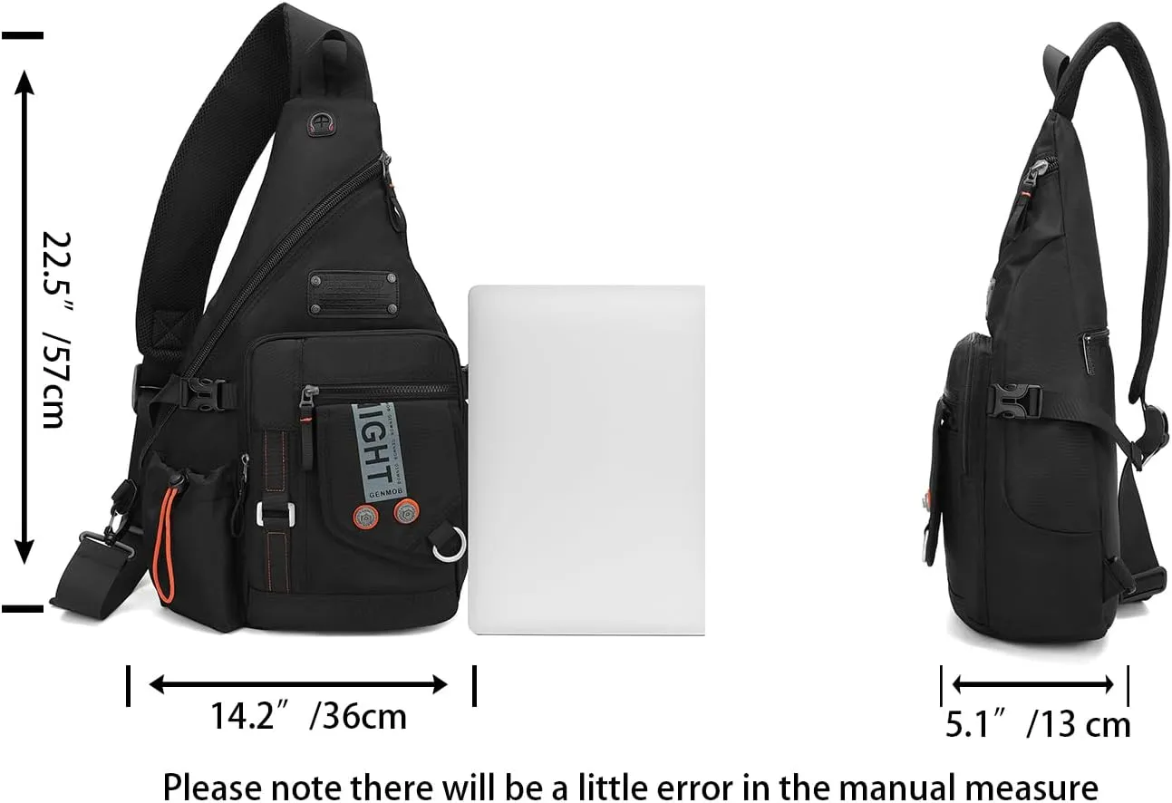 Large Sling Backpack, Sling Chest Bag Shoulder Crossbody Daypacks Fits 14.1-Inch Laptop for Travel Outdoor Men Women