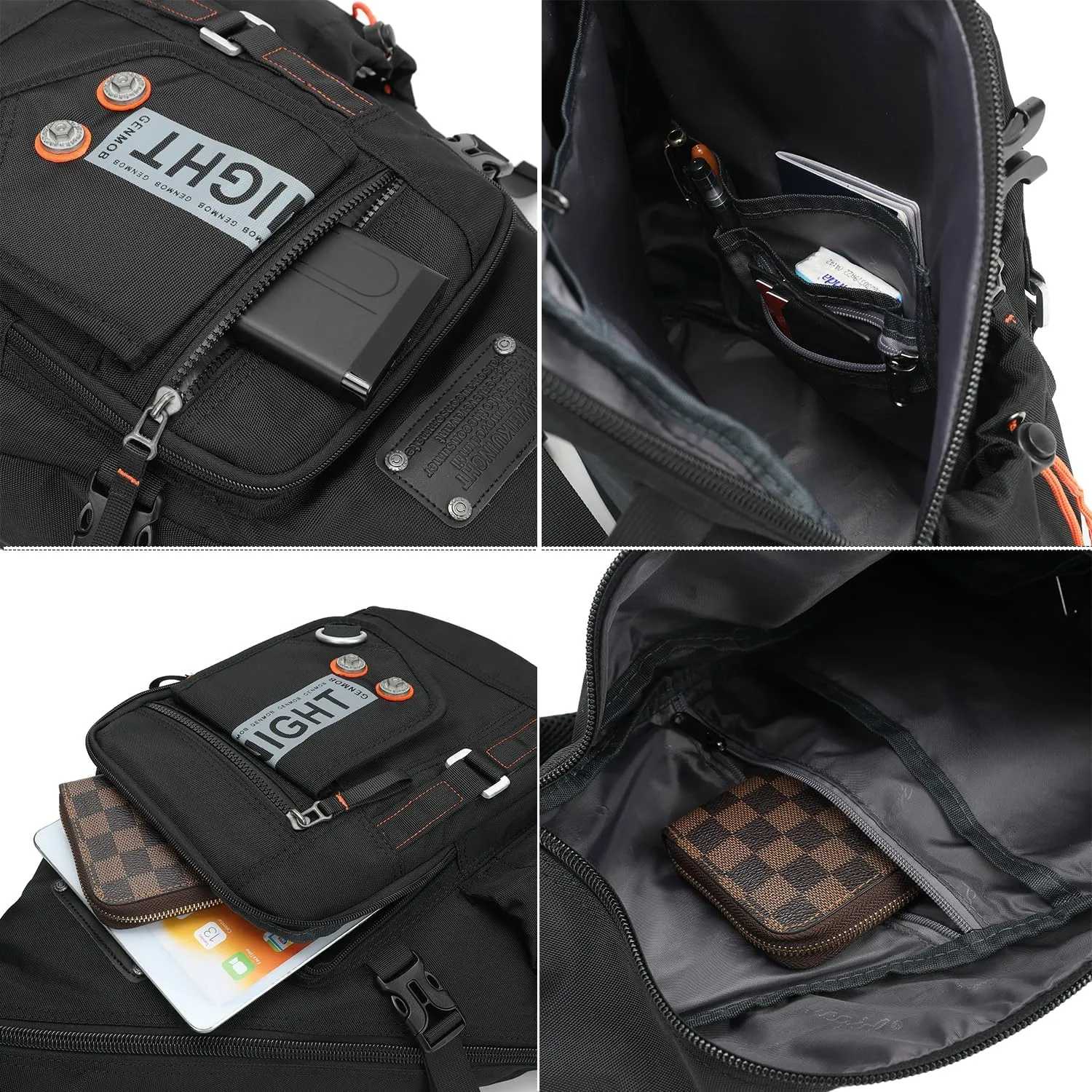Large Sling Backpack, Sling Chest Bag Shoulder Crossbody Daypacks Fits 14.1-Inch Laptop for Travel Outdoor Men Women