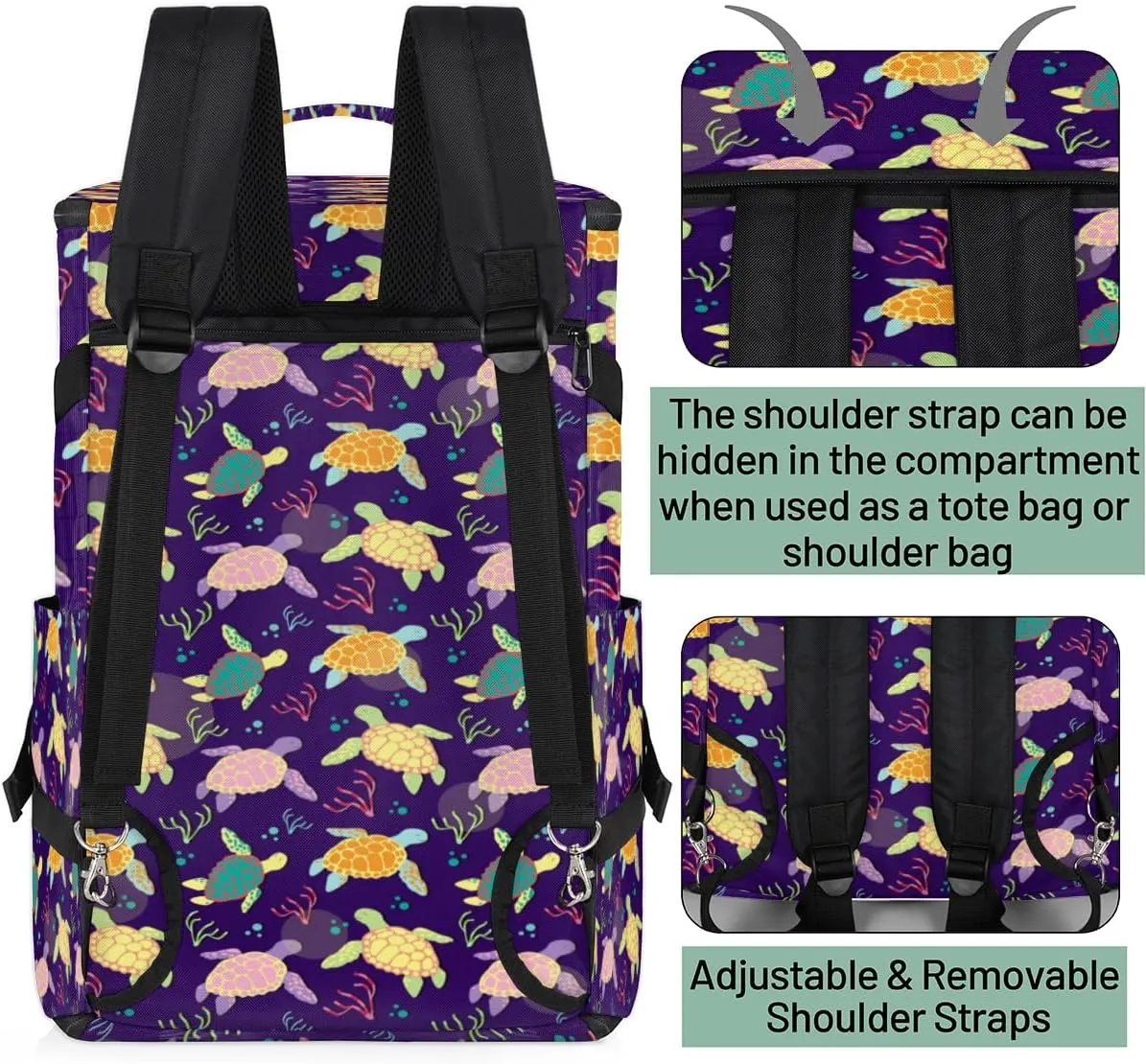 Large Sports Gym Bag With Shoe & Laptop Compartment 47L Waterproof Travel Duffel Bags for Men Women Cartoon Sea Turtle Luggage Backpack Duffle Bag