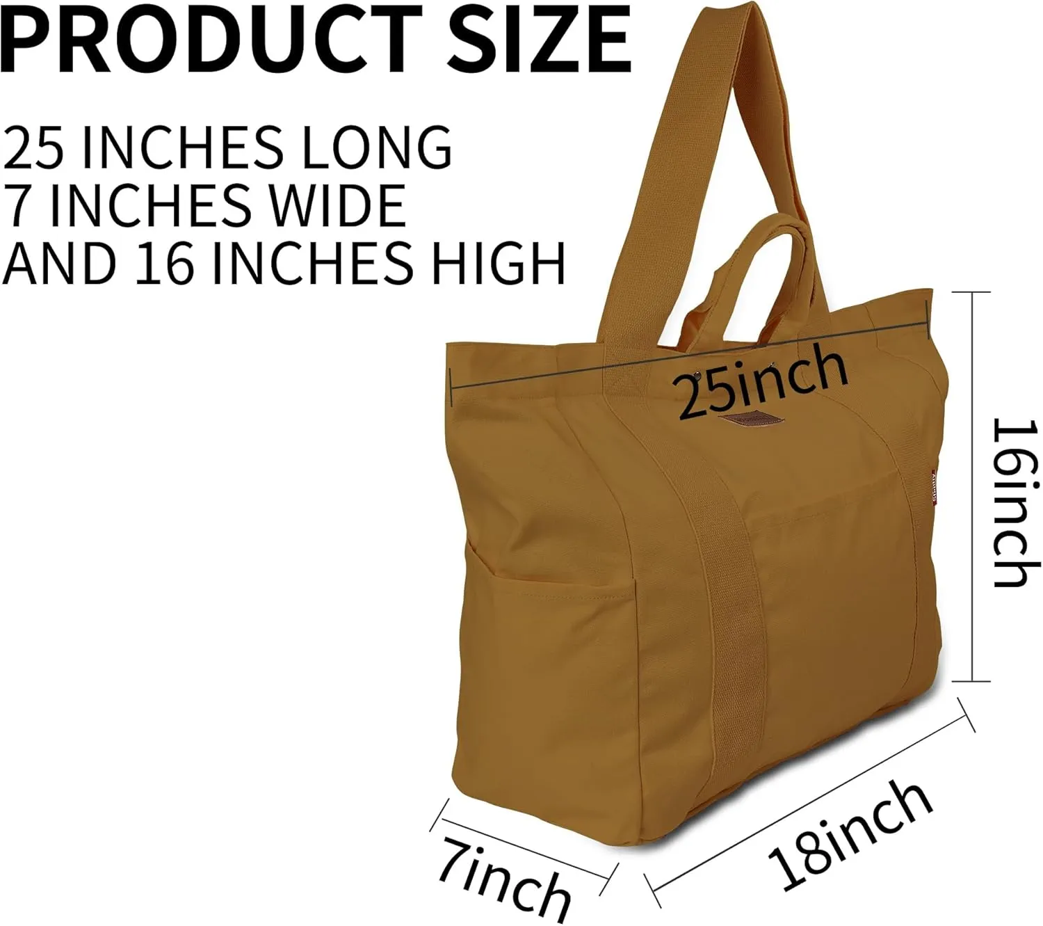 Large Tote Bag, Everything Bag, Heavy Duty Canvas, Full-Size Zipper, Reusable, Suitable for DIY, Natural Cotton.