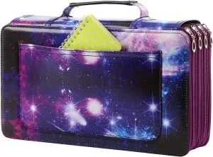 Lbxgap Colored Pencil Case- 300 Individual Slots Pencil Holder Pen Bag Large Capacity Pencil Organizer with Handle Strap Handy Colored Pencil Box with Printing Pattern