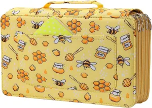 Lbxgap Colored Pencil Case- 300 Individual Slots Pencil Holder Pencil Bag Large Capacity Pencil Organizer with Handle Strap Handy Colored Pencil Box with Printing Pattern