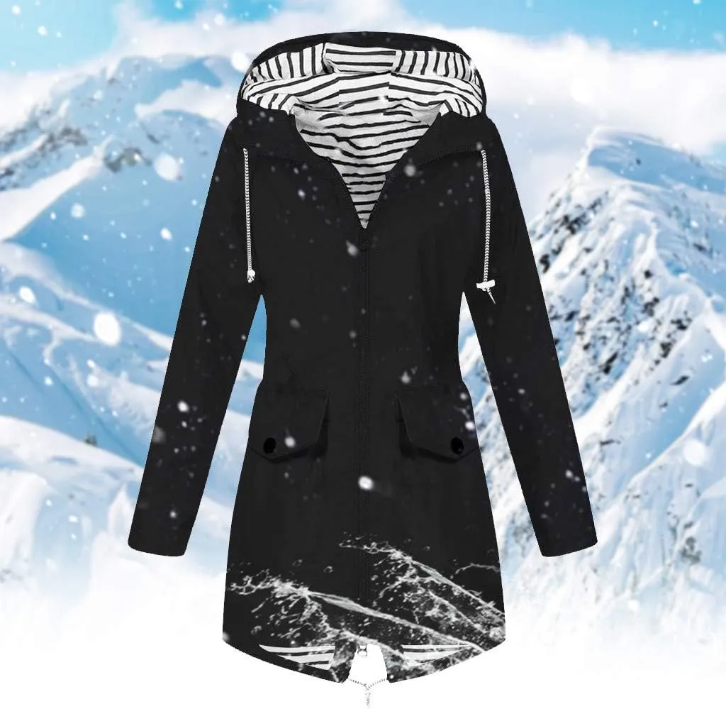 LCMTWX Women Oversized Fleece Lined Raincoat Windproof Outdoor Coat Plus Women's Coat Outdoor Mountain Jackets Rain Jacket