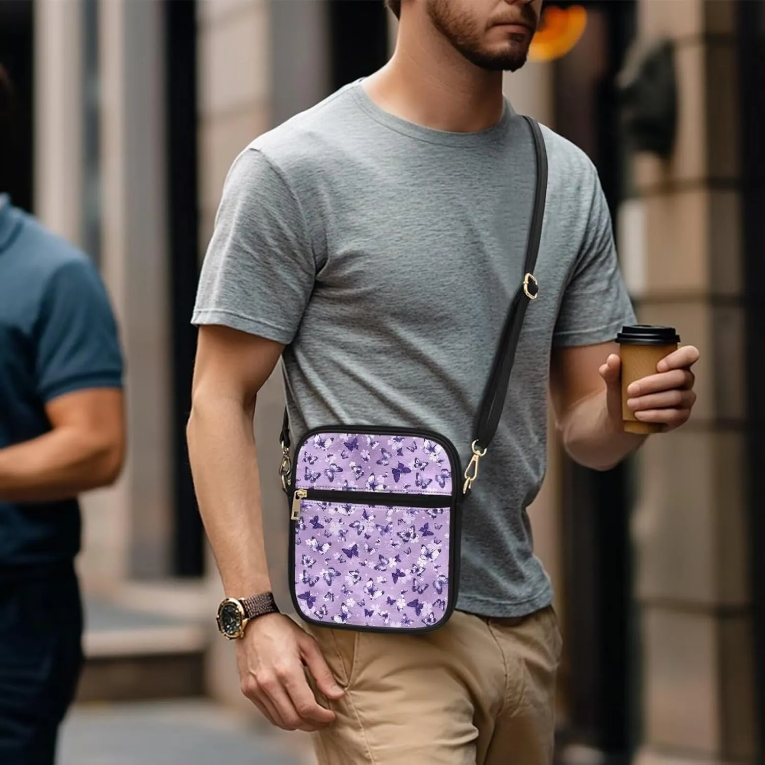 Leather Messenger Bag for Women Men Crossbody Bag Shoulder Bag Sling Travel Bag with Zipper Adjustable Strap