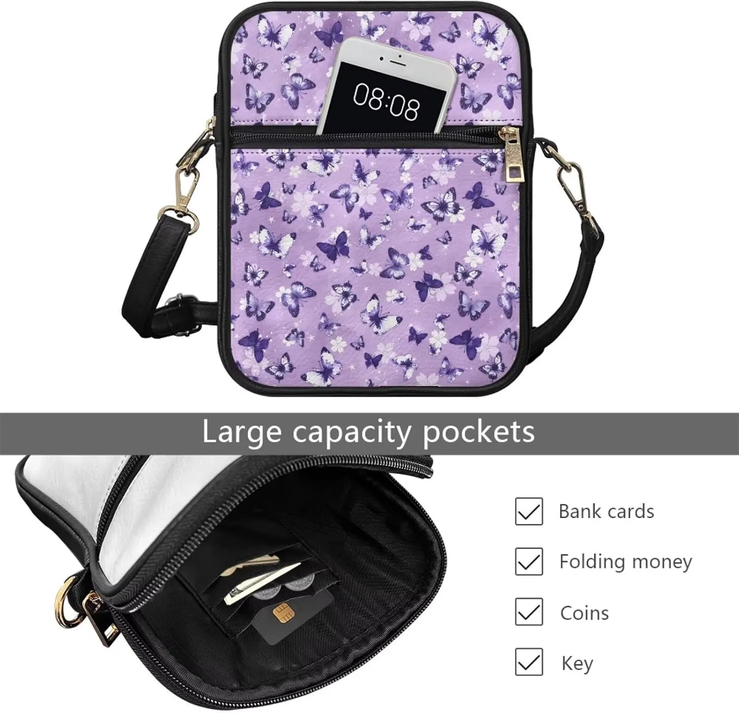 Leather Messenger Bag for Women Men Crossbody Bag Shoulder Bag Sling Travel Bag with Zipper Adjustable Strap