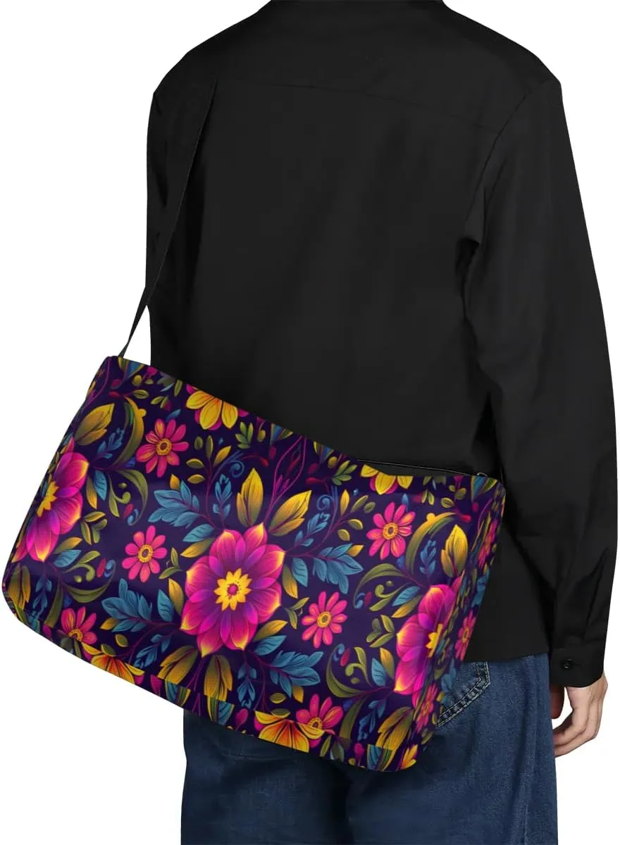 Leather Travel Duffle Bag for Women Men, Boho Flower Floral Small Sports Gym Bag Weekender Overnight Bags Underseat Carry on Luggage Bags for Airplanes, Personal Item Travel Bag,A-029