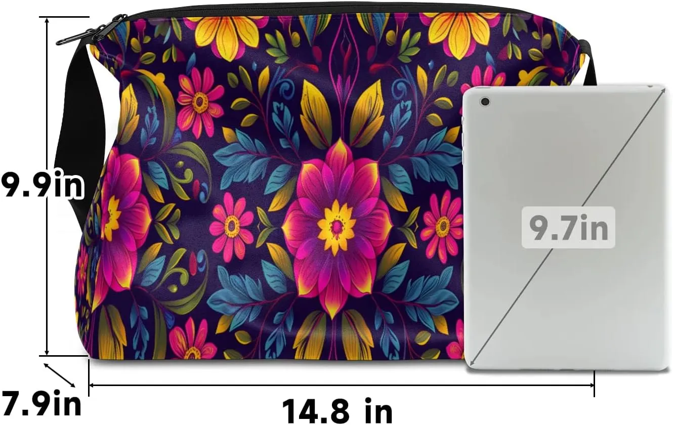 Leather Travel Duffle Bag for Women Men, Boho Flower Floral Small Sports Gym Bag Weekender Overnight Bags Underseat Carry on Luggage Bags for Airplanes, Personal Item Travel Bag,A-029