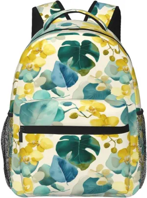 Leaves, Monstera, Orchids Portable Backpack For Trekking Commute Unisex