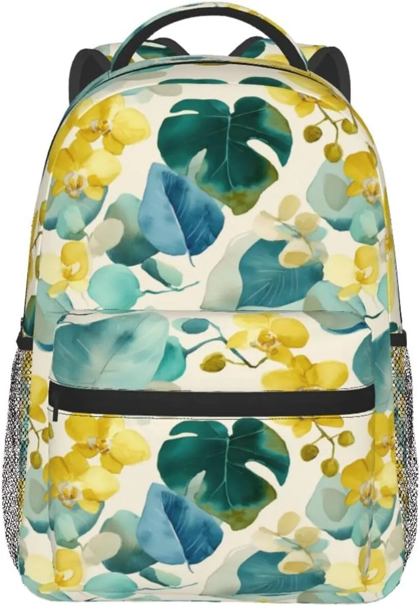 Leaves, Monstera, Orchids Portable Backpack For Trekking Commute Unisex