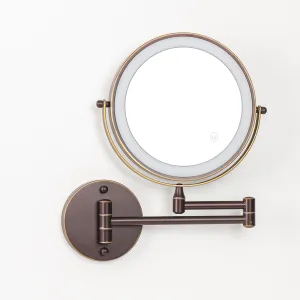 LED Bathroom Mirror，Bathroom Mirror with LED Light，Lighted Makeup Mirror with 3 Color Modes, Dimmable Light, Bathroom Mirror with Smart Touch Makeup Mirror, LED Makeup Vanity Mirror (Brown)