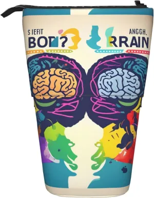 Left and Right Brain Advantage Multi Functional Pencil case, Storage Bag, Makeup Bag, Suitable for Office and Daily Carrying, Black, One Size, Coin Pouch