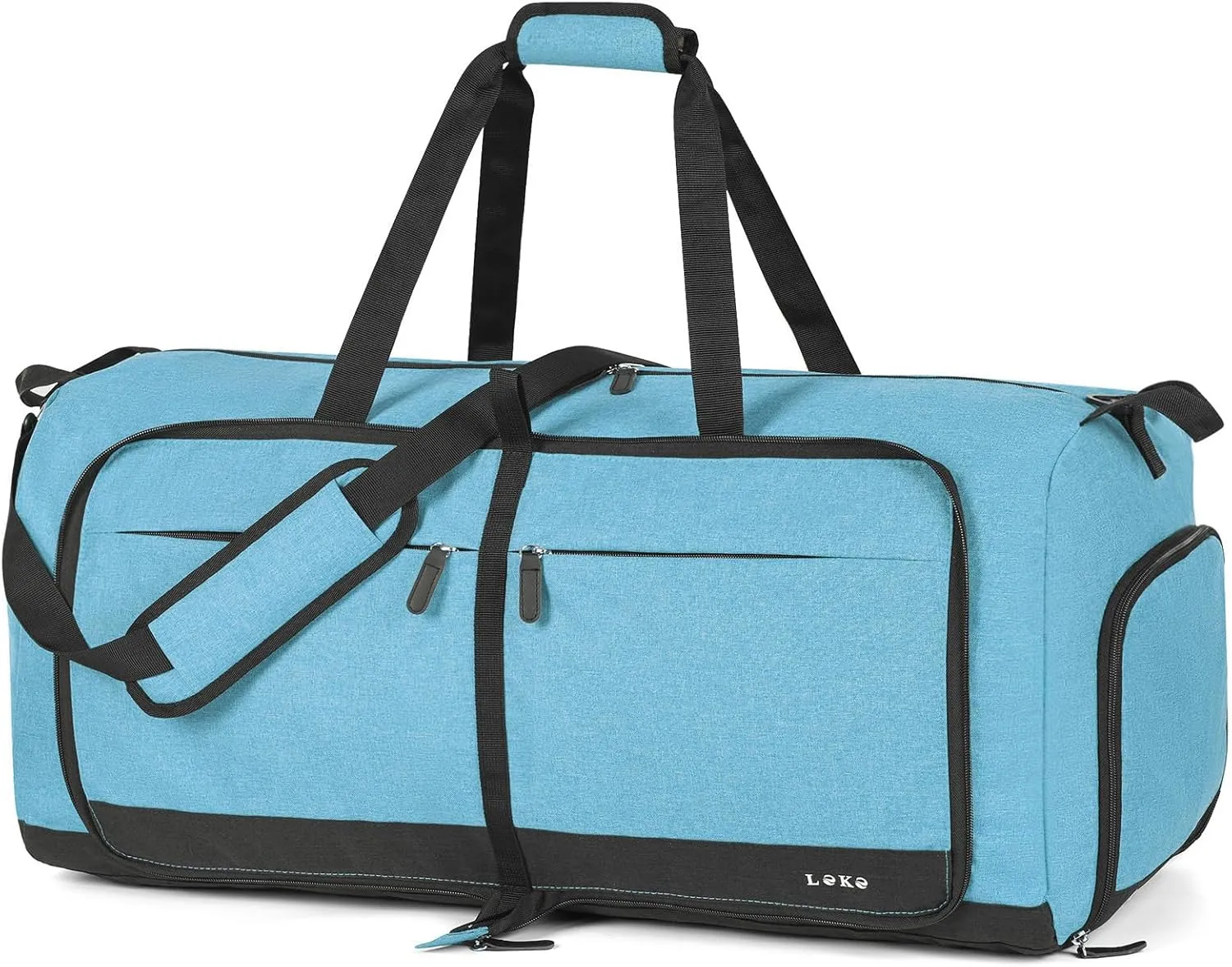 Lekesky Foldable Travel Duffel Bag for Women, 80L Large Duffle Bag with Separate Shoes Compartments & Straps, Carry On Weekend Bag for Women, Hospital, Overnight(Azure)