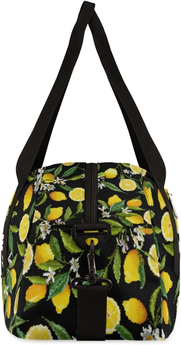 Lemon Leaf Flower Personalized Kids Duffel Bag for Girls Boys, Lemon Debris Custom Name Dance Bag Overnight Small Duffel Bag Carry On Weekend Sports Travel Bag for School Practice Gymnastics Ballet