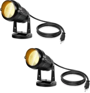LemonBest Landscape Lights - 5W 110V Outdoor Spotlight - Waterproof IP65-3000K Warm White LED Landscape Lights - 5ft Cable for Yard Garden Patio Driveway House (Include Spike) (2 Pack)