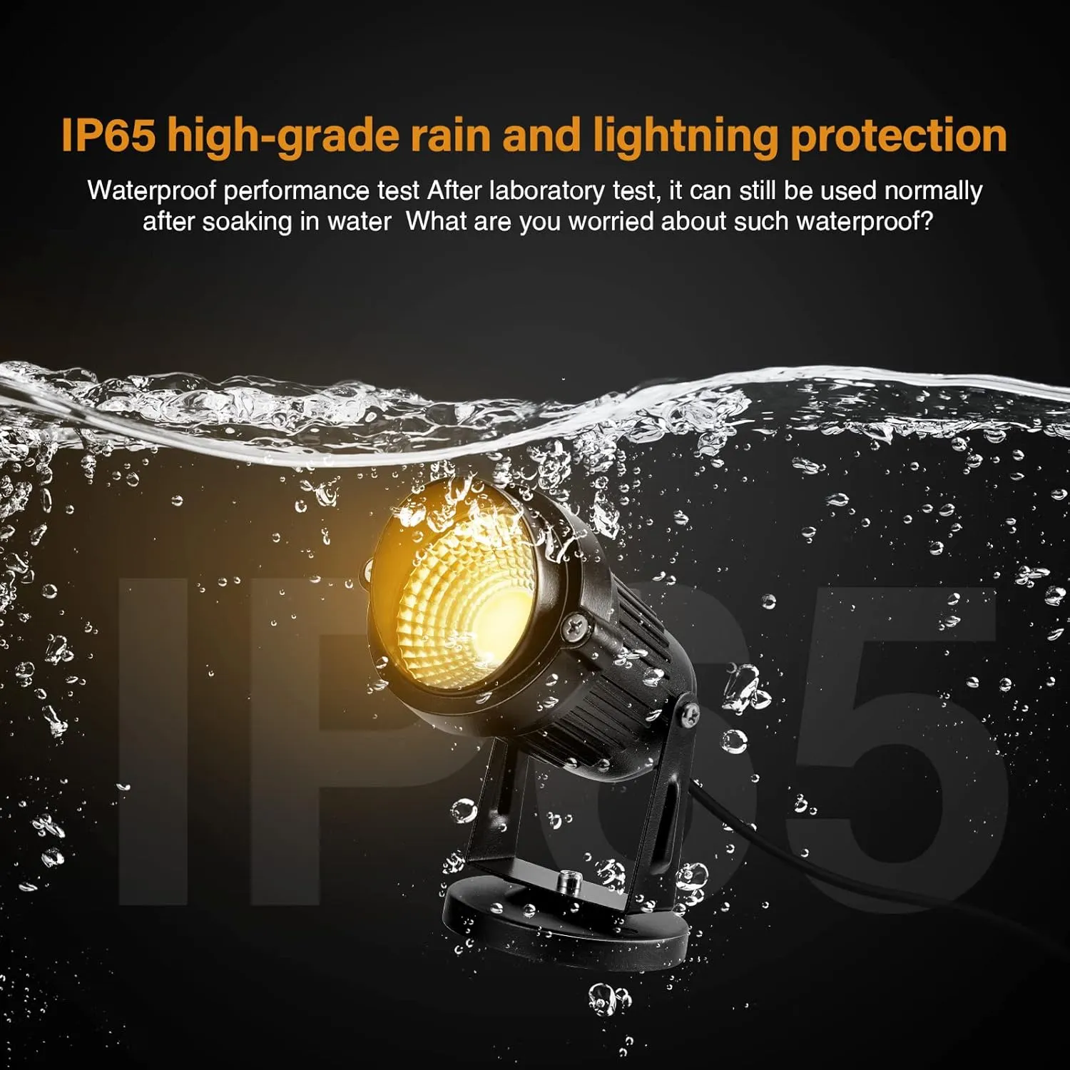 LemonBest Landscape Lights - 5W 110V Outdoor Spotlight - Waterproof IP65-3000K Warm White LED Landscape Lights - 5ft Cable for Yard Garden Patio Driveway House (Include Spike) (2 Pack)