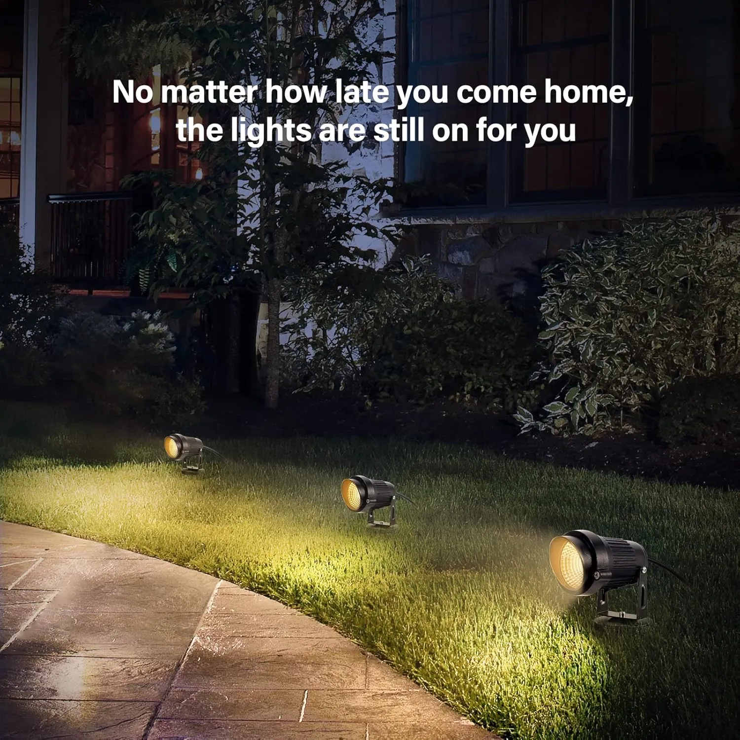 LemonBest Landscape Lights - 5W 110V Outdoor Spotlight - Waterproof IP65-3000K Warm White LED Landscape Lights - 5ft Cable for Yard Garden Patio Driveway House (Include Spike) (2 Pack)
