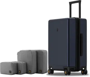 LEVEL8 Elegance Carry-on Suitcase, 20 Inch Carry on Luggage, Hardside Large Suitcases with Wheels, Tavel Bag with Tsa Lock, Navy Blue