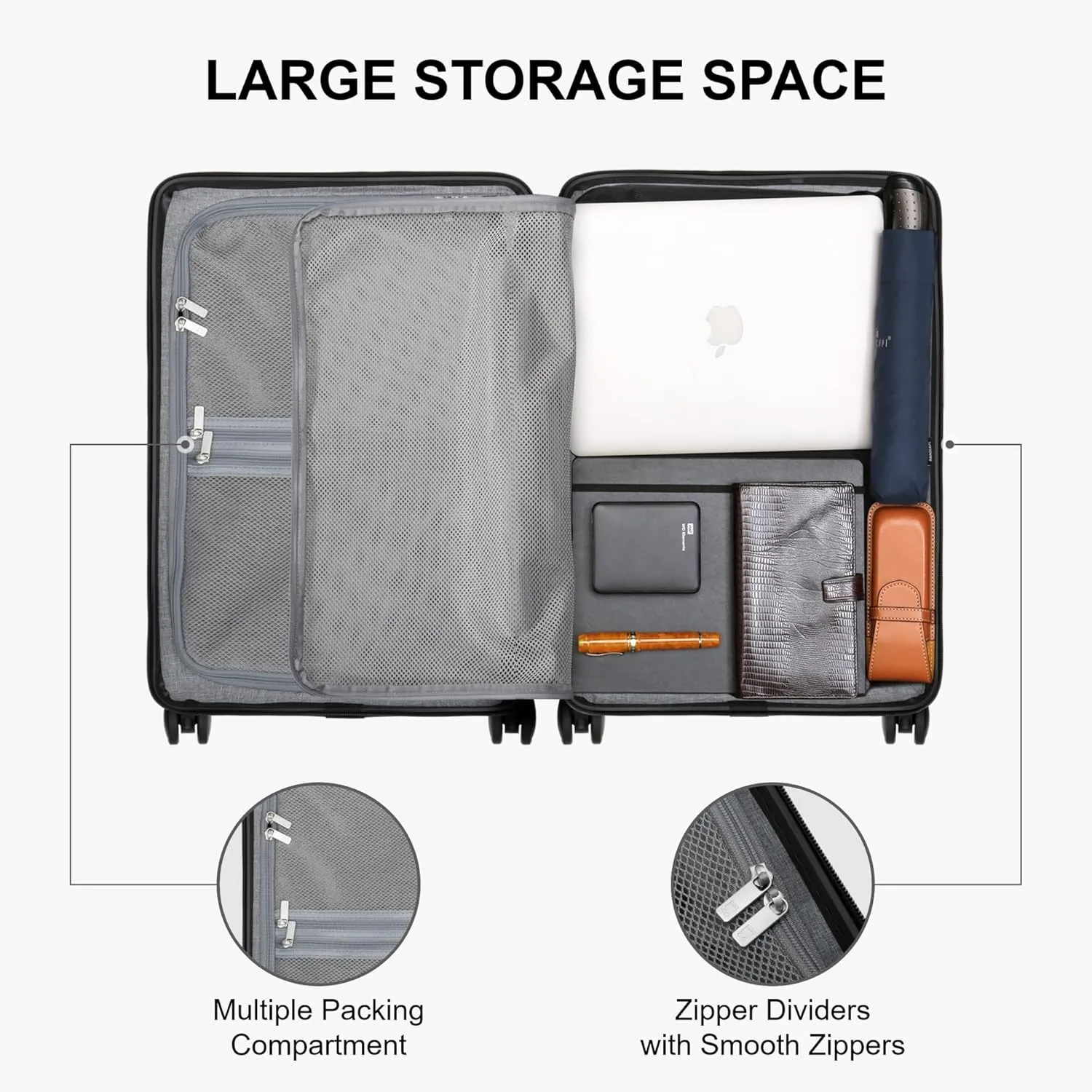 LEVEL8 Elegance Carry-on Suitcase, 20 Inch Carry on Luggage, Hardside Large Suitcases with Wheels, Tavel Bag with Tsa Lock, Navy Blue