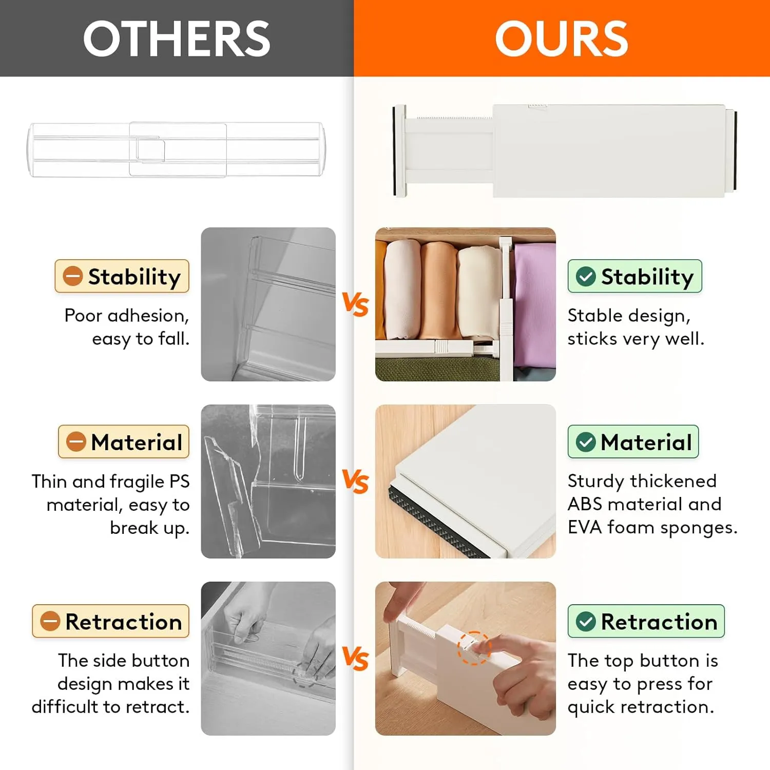 Lifewit 16 Pack Drawer Dividers 4" High, 11-17" Adjustable Drawer Organizers for Clothes, Expandable Dresser Separators in Bedroom/Bathroom/Kitchen/Fridge/Office Organization and Storage, Beige