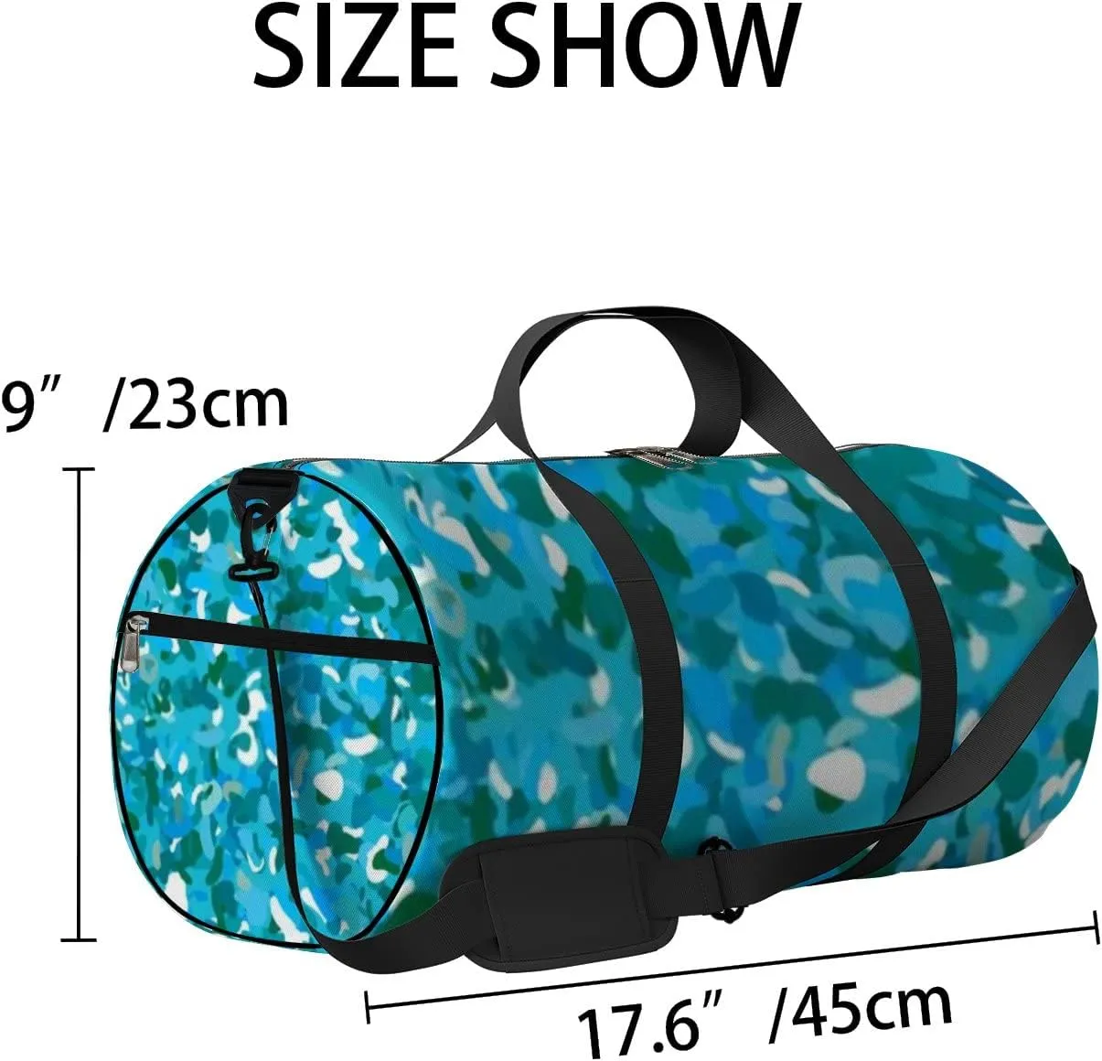 Light Blue Green Vector Pattern Chaotic Sports Bag Tote Bag Waterproof Gym Bag with Shoulder Strap Zipper 2 Side Pockets for Men and Women, Travel and Storage Shoulder Bag.