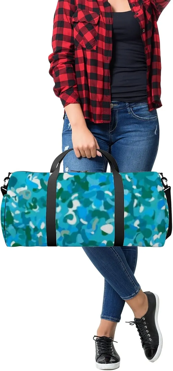 Light Blue Green Vector Pattern Chaotic Sports Bag Tote Bag Waterproof Gym Bag with Shoulder Strap Zipper 2 Side Pockets for Men and Women, Travel and Storage Shoulder Bag.