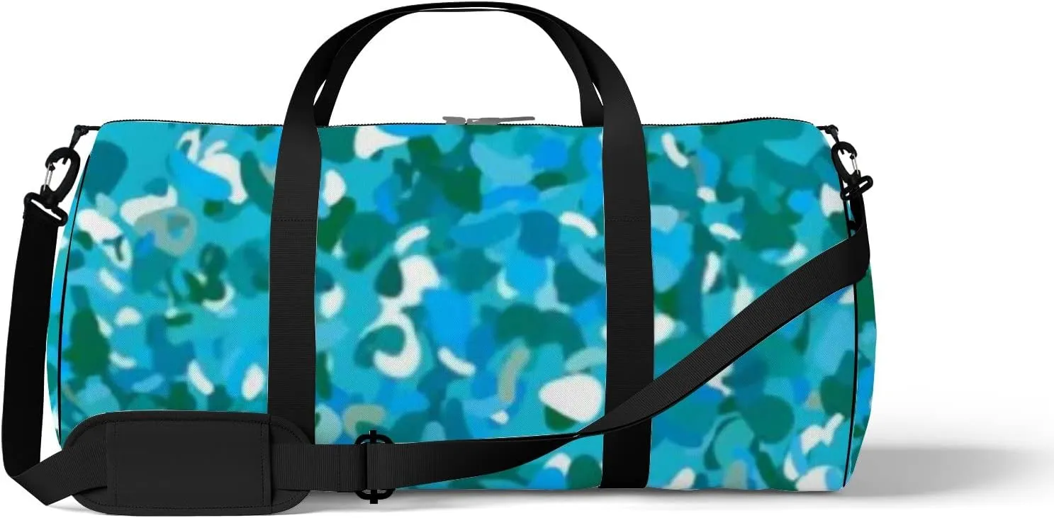Light Blue Green Vector Pattern Chaotic Sports Bag Tote Bag Waterproof Gym Bag with Shoulder Strap Zipper 2 Side Pockets for Men and Women, Travel and Storage Shoulder Bag.
