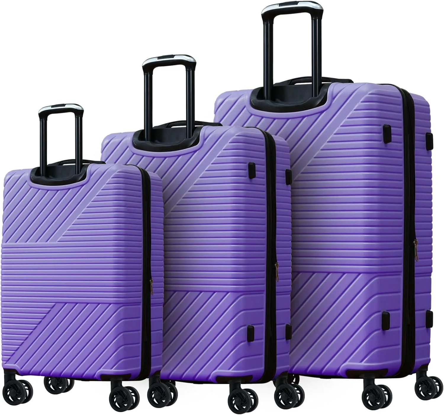 Lightweight 3-Piece Hardshell Luggage Set with Dual Spinner Wheels, Expandable, Purple