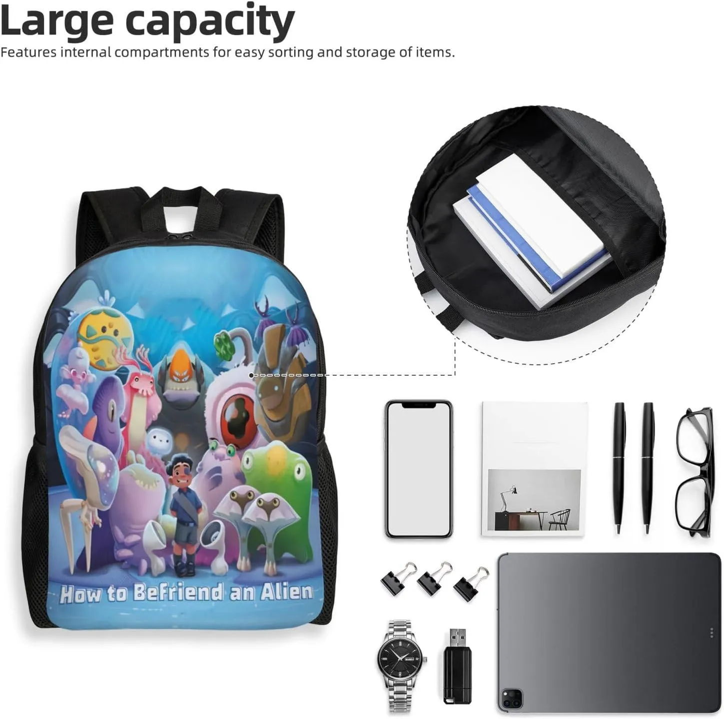 Lightweight Elementary Large Capacity Backpack Classic How Elio To Befriend An Alien Laptop Backpacks Casual Unisex Primary Daypacks Bookbag