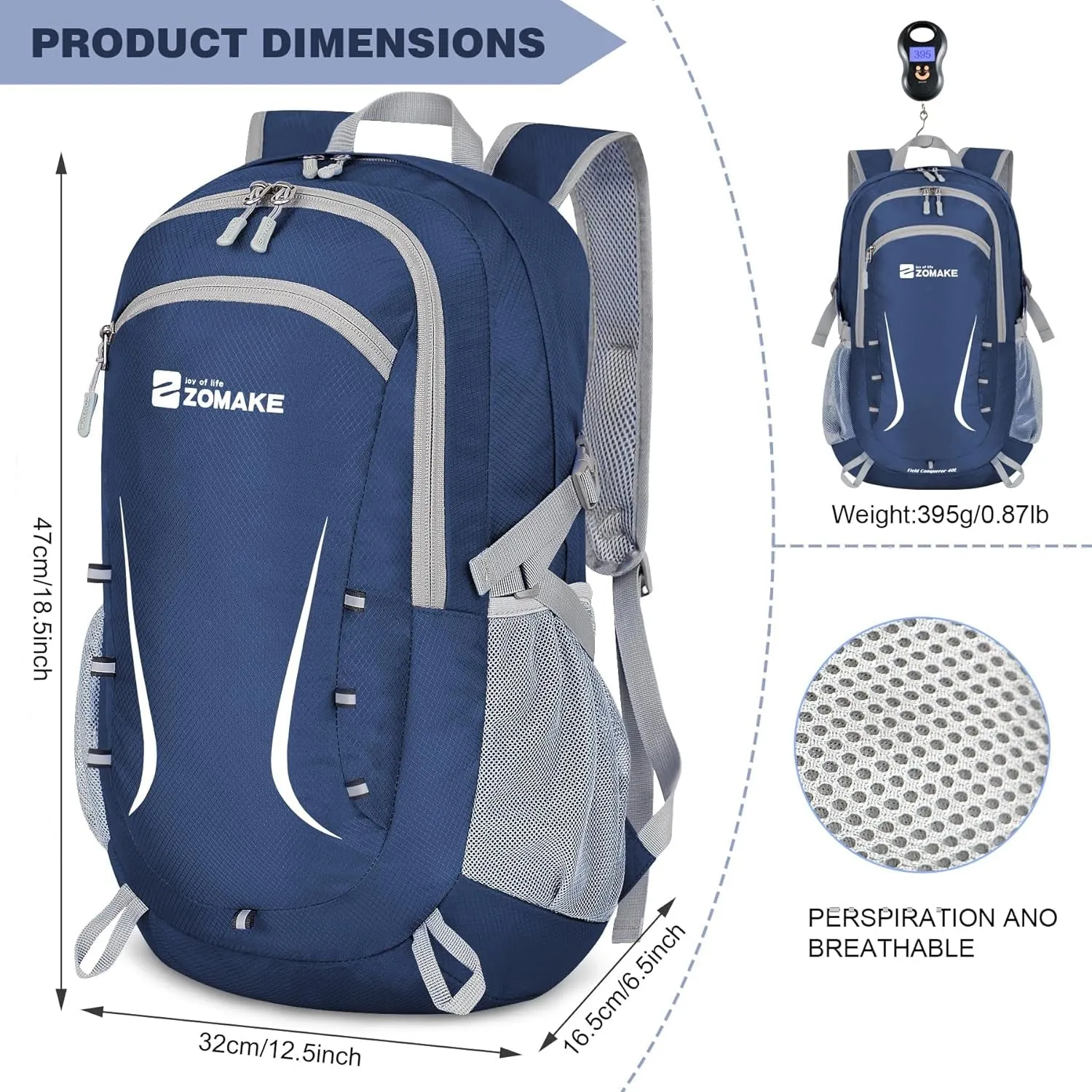Lightweight Packable Backpack 35L, Foldable Backpacks Water Resistant Collapsible Light Daypack for Hiking